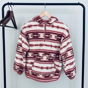 Old Navy Sherpa Hoodie.  Pink Aztec. Size 10-12 years.